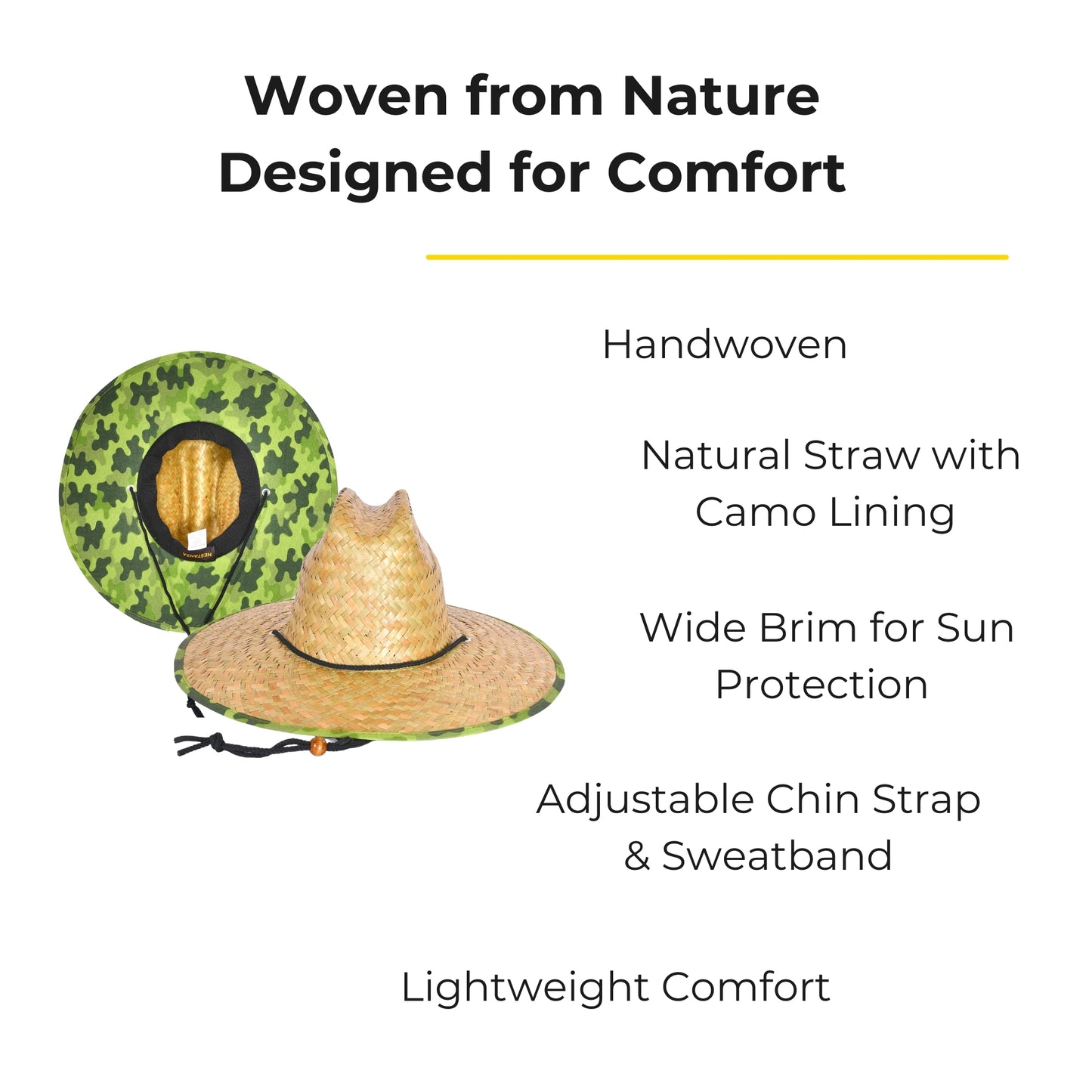 Lifeguard Straw Hats with Camo Lining