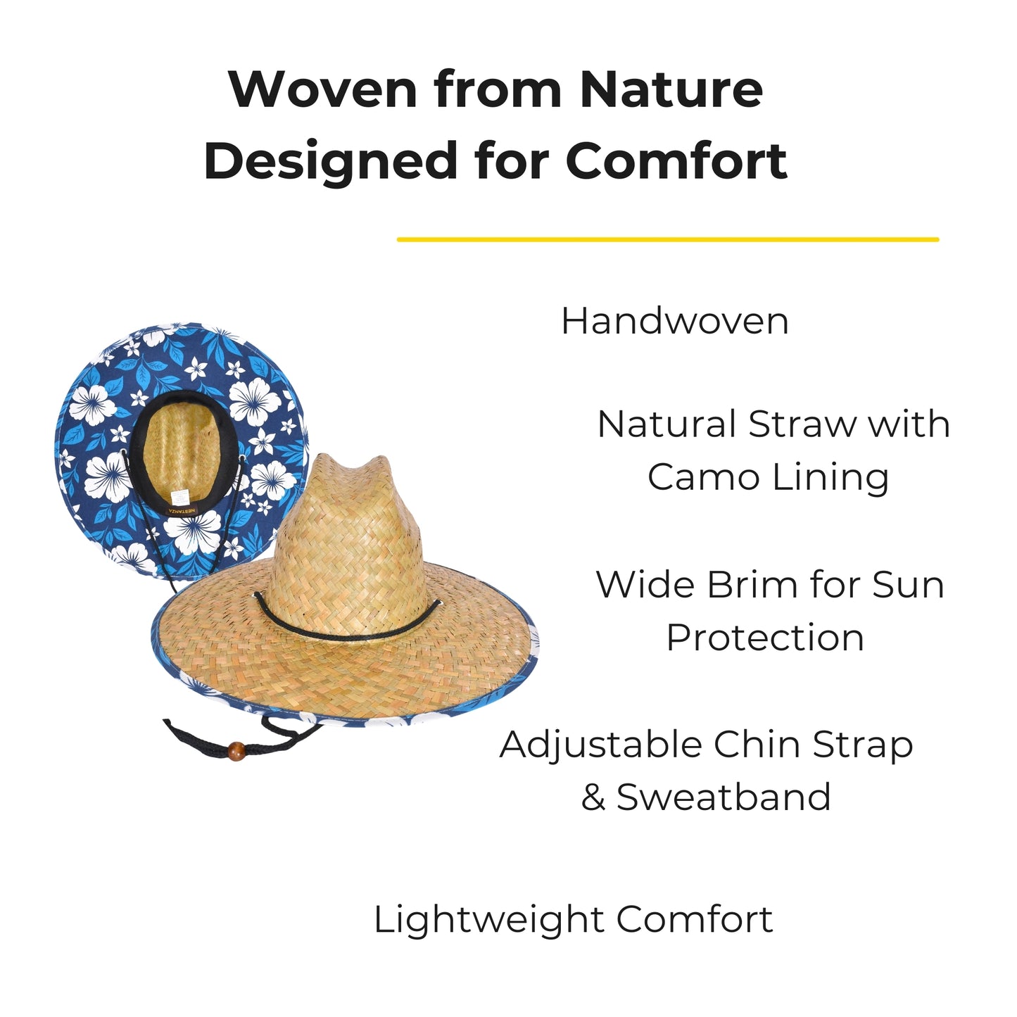Lifeguard Straw Hats with Navy Lining