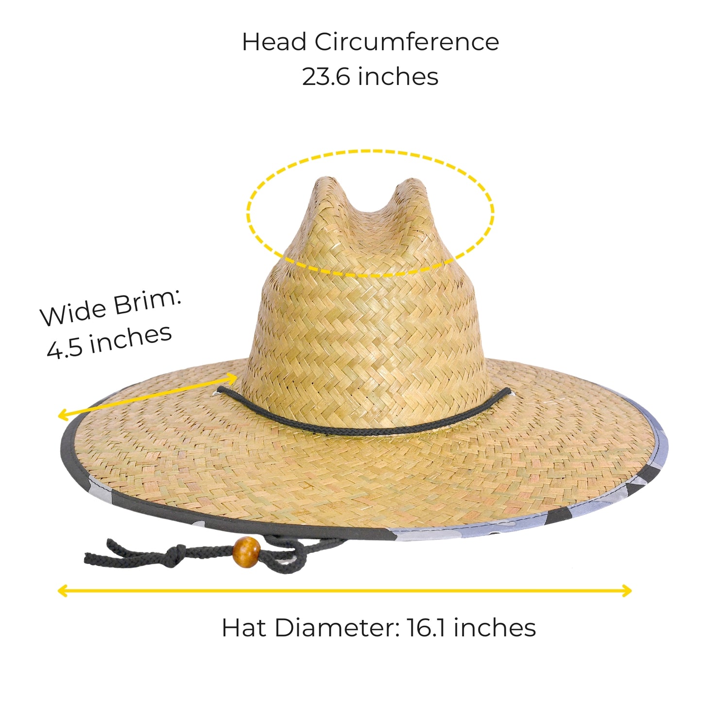 Lifeguard Straw Hats with Arctic Camo Lining