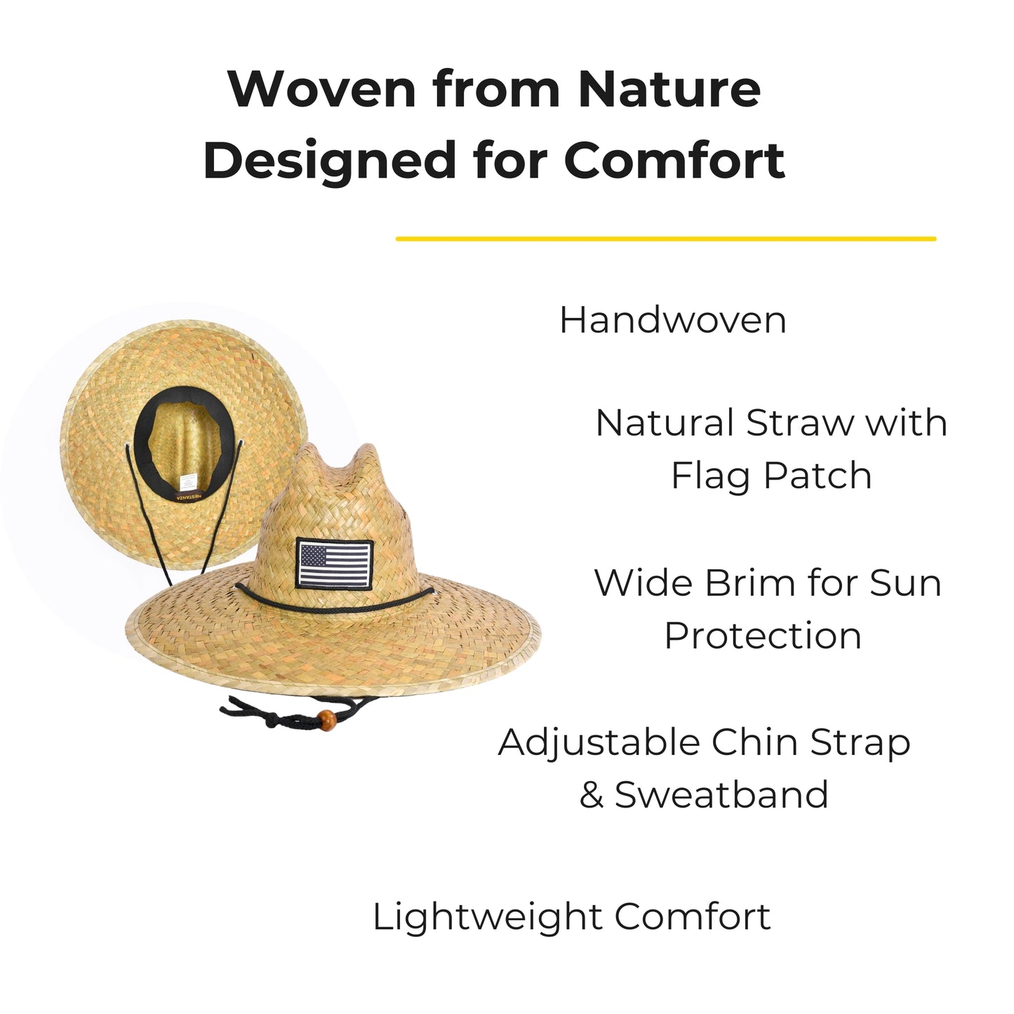 Lifeguard Straw Hats with Flag Patch