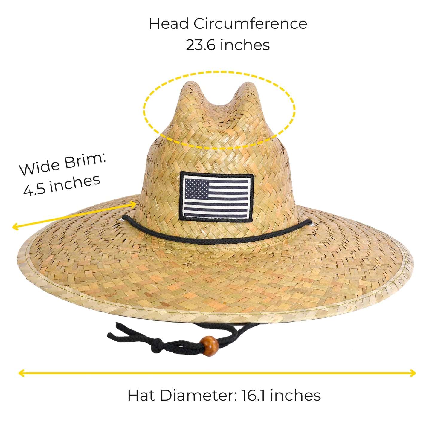Lifeguard Straw Hats with Flag Patch
